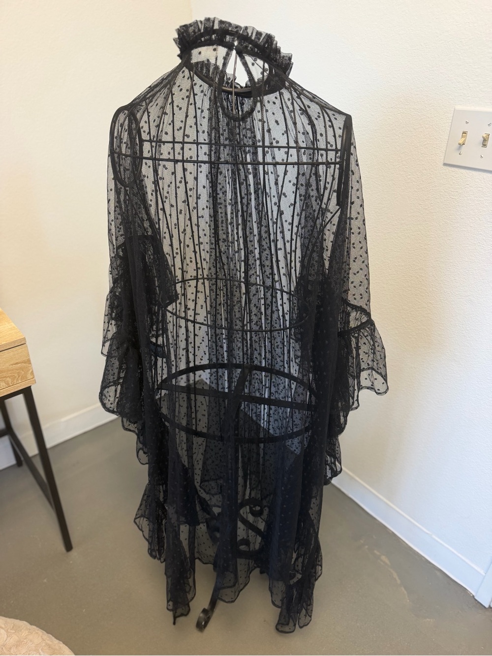 Free People Swiss Dot Ruffle Kaftan One Size - Picture 4 of 8